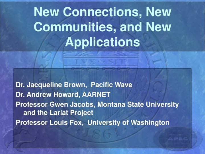 new connections new communities and new applications