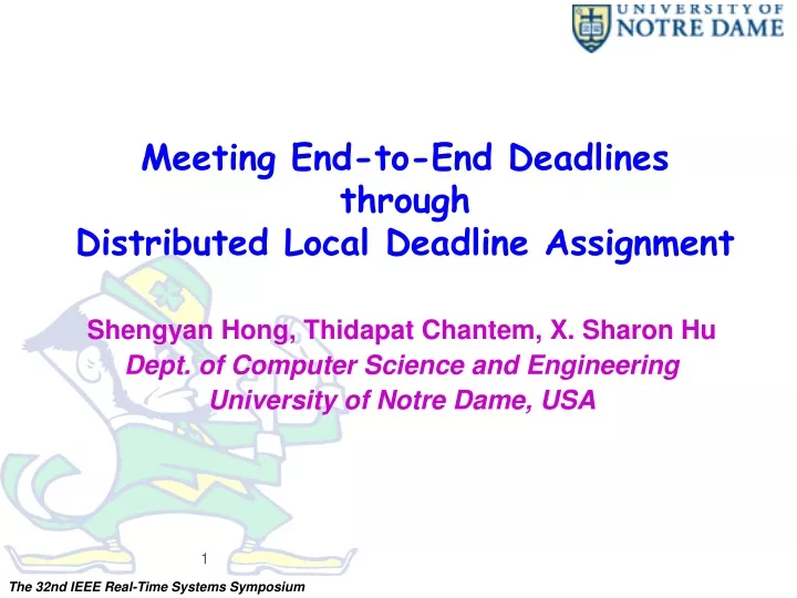 meeting end to end deadlines through distributed local deadline assignment