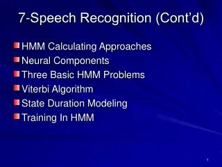 7- Speech Recognition (Cont’d)