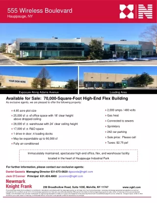 Available for Sale:  70,000-Square-Foot High-End Flex Building