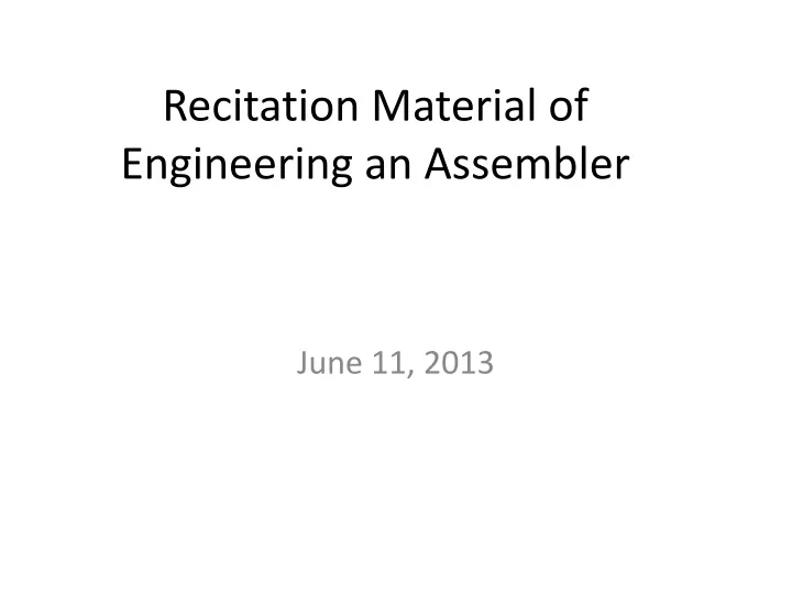 recitation material of engineering an assembler