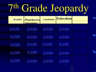 7 th  Grade Jeopardy