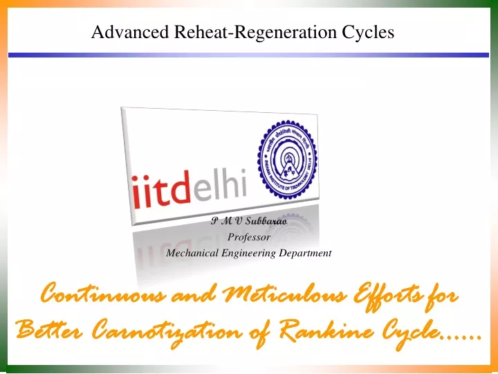 advanced reheat regeneration cycles