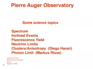 Pierre Auger Observatory                     Some science topics          Spectrum