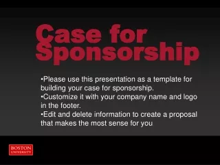 Case for  Sponsorship