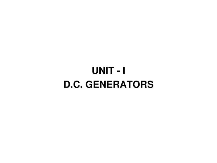 unit i d c generators