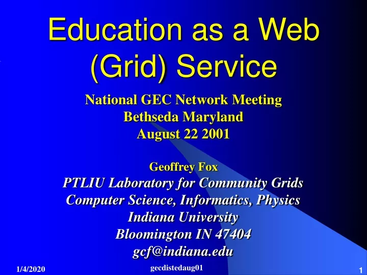 education as a web grid service