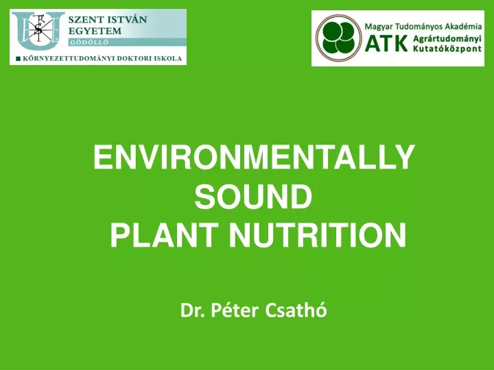 environmentally sound plant nutrition