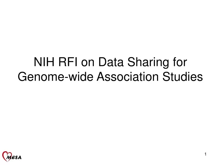 nih rfi on data sharing for genome wide association studies