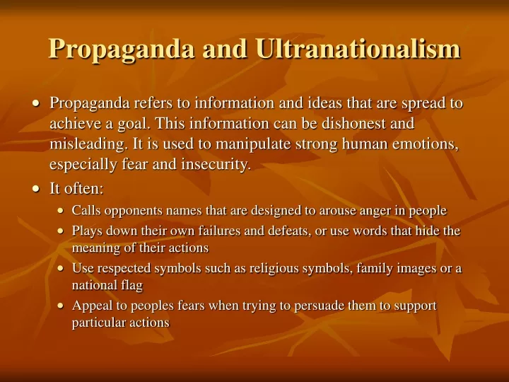 propaganda and ultranationalism
