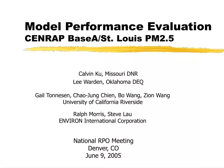 model performance evaluation cenrap basea st louis pm2 5