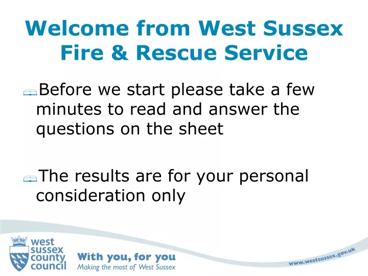 welcome from west sussex fire rescue service