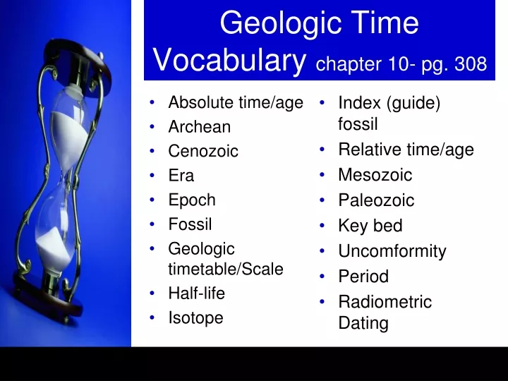 geologic time vocabulary chapter 10 pg 308