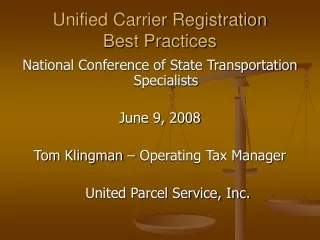 Unified Carrier Registration Best Practices