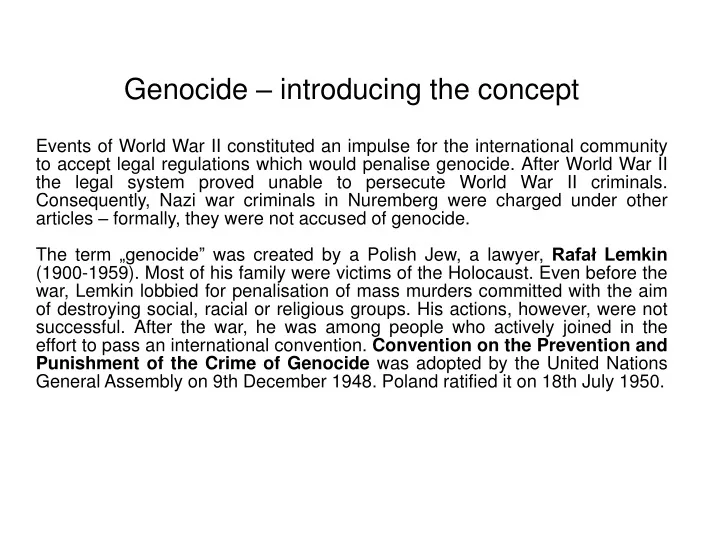 genocide introducing the concept events of world