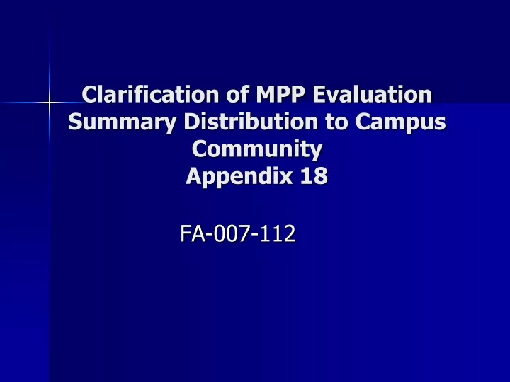 clarification of mpp evaluation summary distribution to campus community appendix 18