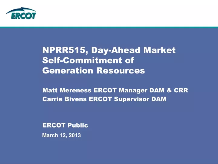 nprr515 day ahead market self commitment of generation resources