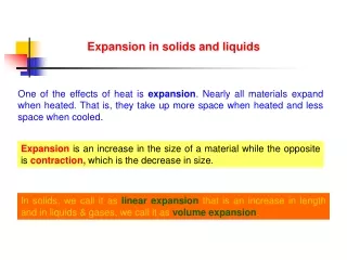 Expansion in solids and liquids