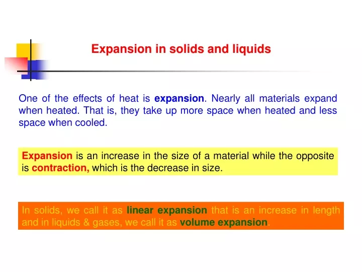 expansion in solids and liquids