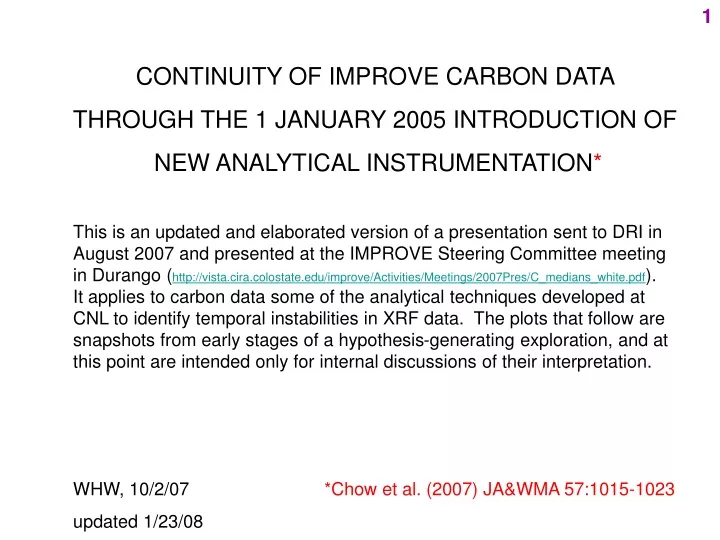 continuity of improve carbon data through