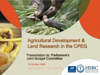 Agricultural Development &amp; Land Research  in the CPEG