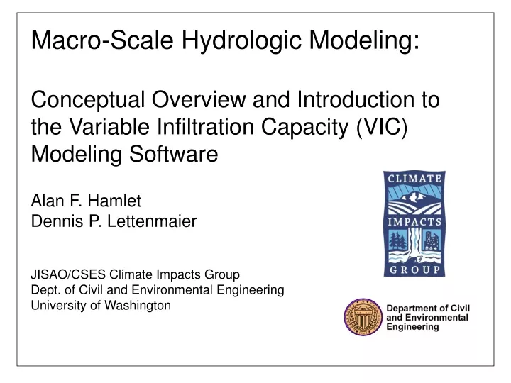 macro scale hydrologic modeling conceptual