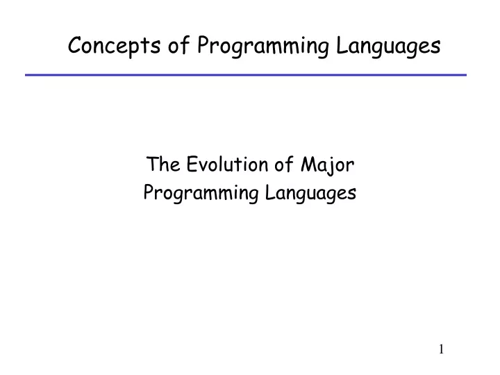 the evolution of major programming languages