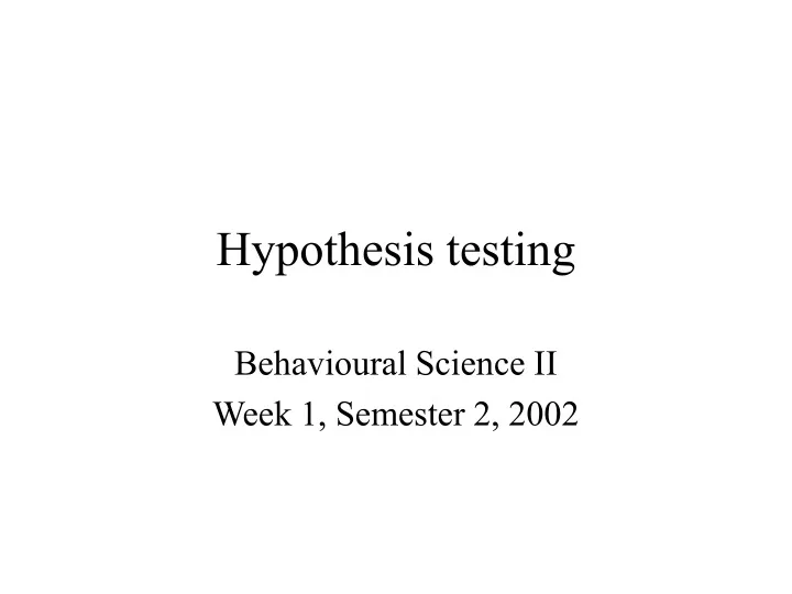 hypothesis testing