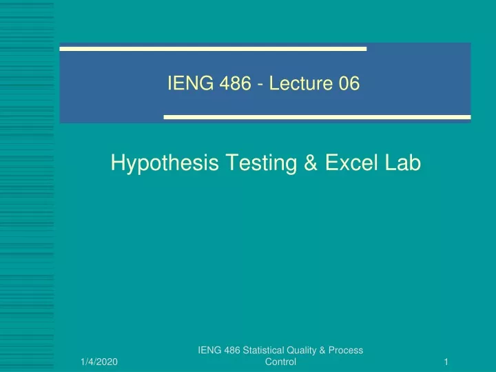 ieng 486 lecture 06