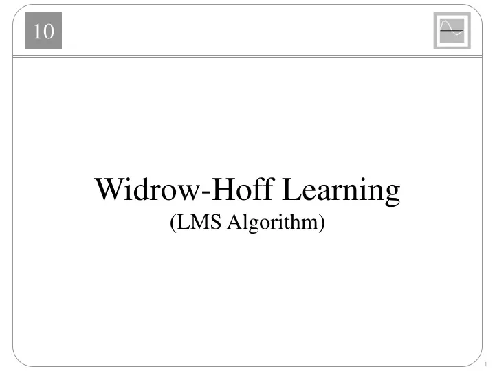 widrow hoff learning lms algorithm