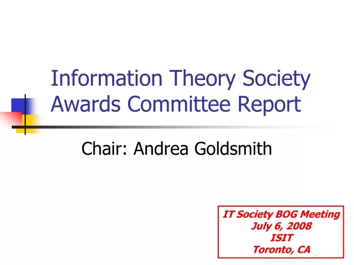 information theory society awards committee report