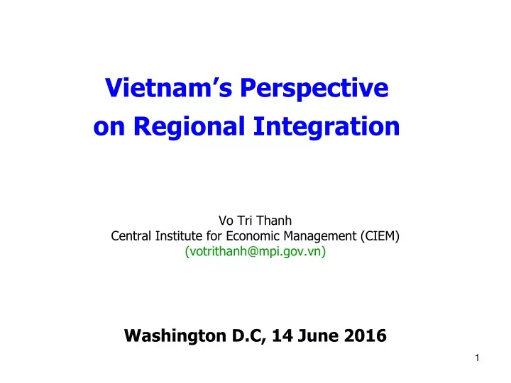 vietnam s perspective on regional integration