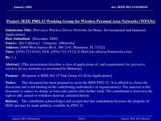 Project: IEEE P802.15 Working Group for Wireless Personal Area Networks (WPANs)