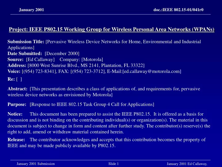 project ieee p802 15 working group for wireless