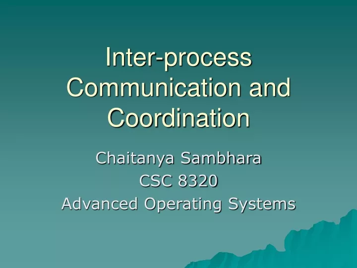 inter process communication and coordination