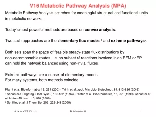 V16 Metabolic Pathway Analysis (MPA)