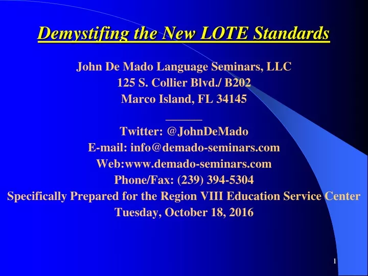 demystifing the new lote standards