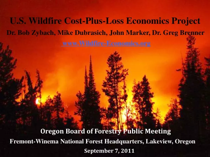 u s wildfire cost plus loss economics project
