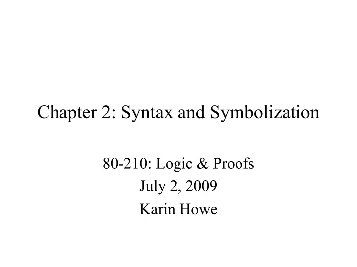 chapter 2 syntax and symbolization