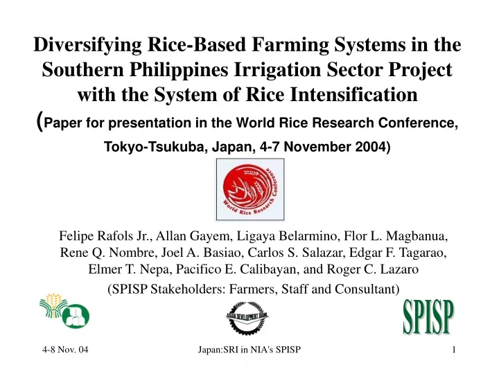 diversifying rice based farming systems