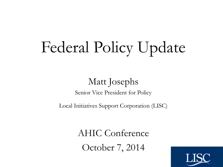 federal policy update