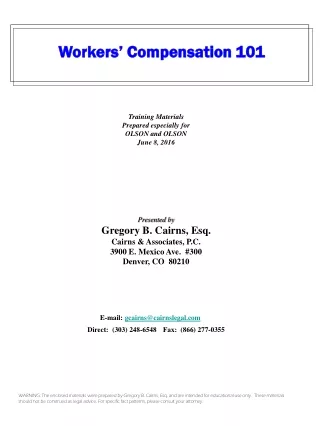 Workers’ Compensation 101