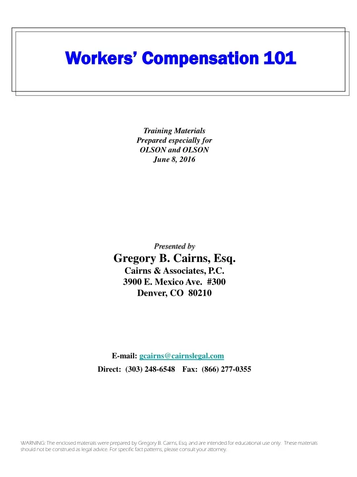 workers compensation 101