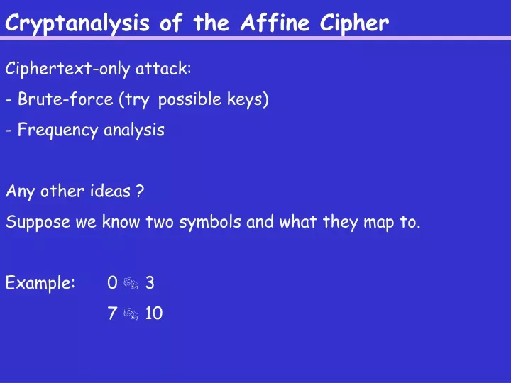 cryptanalysis of the affine cipher