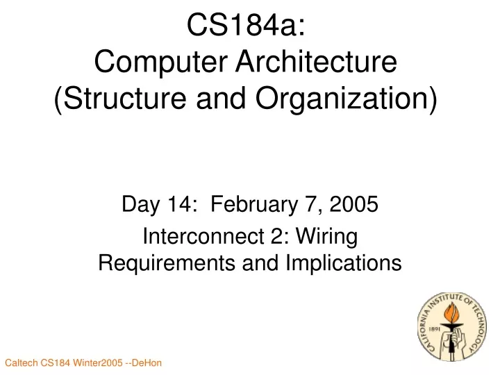 cs184a computer architecture structure and organization