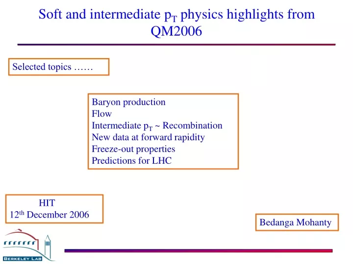 soft and intermediate p t physics highlights from qm2006