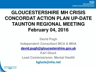 GLOUCESTERSHIRE MH CRISIS CONCORDAT ACTION PLAN UP-DATE TAUNTON REGIONAL MEETING February 04, 2016