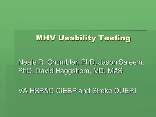 MHV Usability Testing