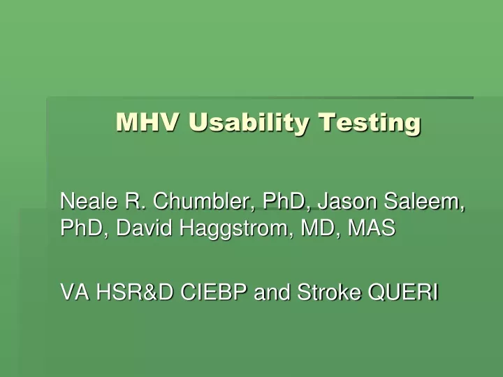 mhv usability testing