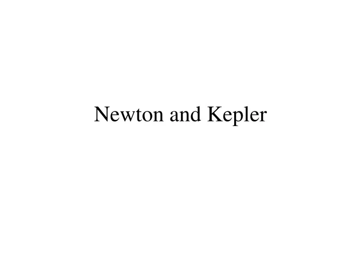 newton and kepler